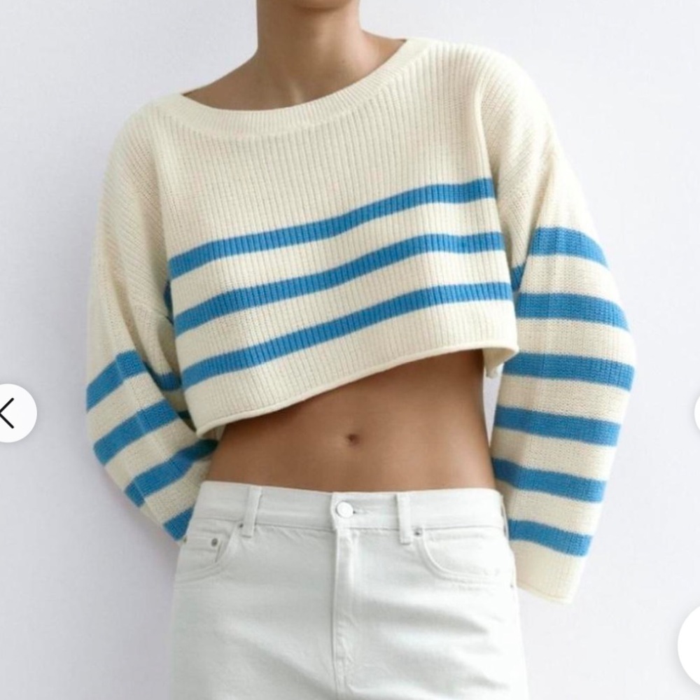 Zara Cropped Striped Sweater